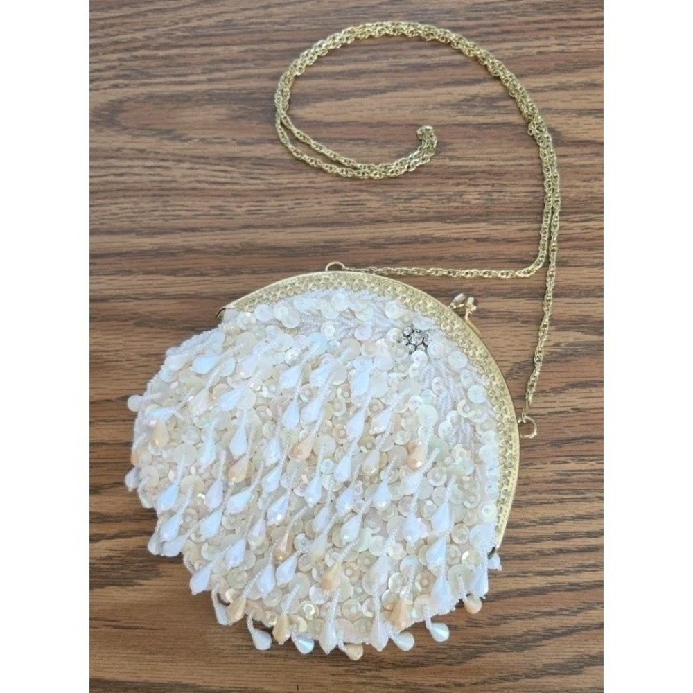 Vintage Beaded Purse Evening Bag Handmade Hong Kong Kiss Lock 1950's 60's EUC